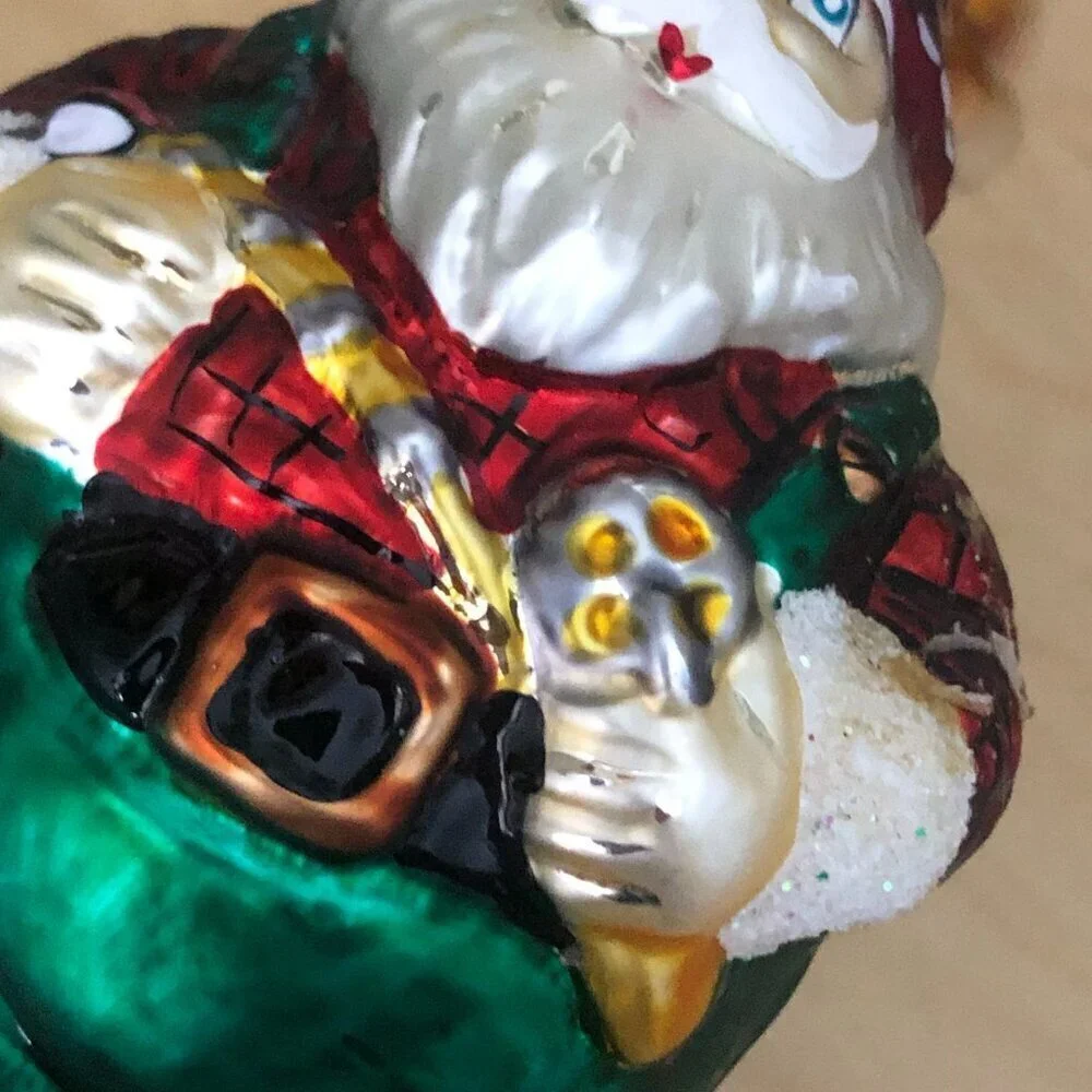 Vintage Dept 56 Hand Blown Glass Scottish Fisherman Santa with Fish 8